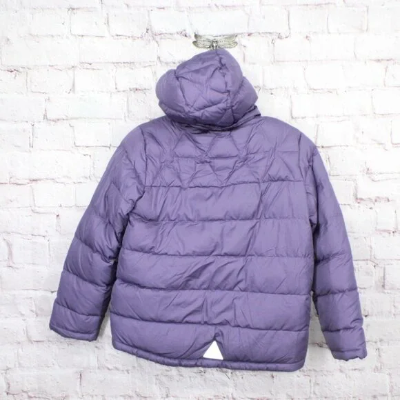 LL Bean Ultralight 650 Down Jacket Fleece Lined Quilted Purple Size L 14-16